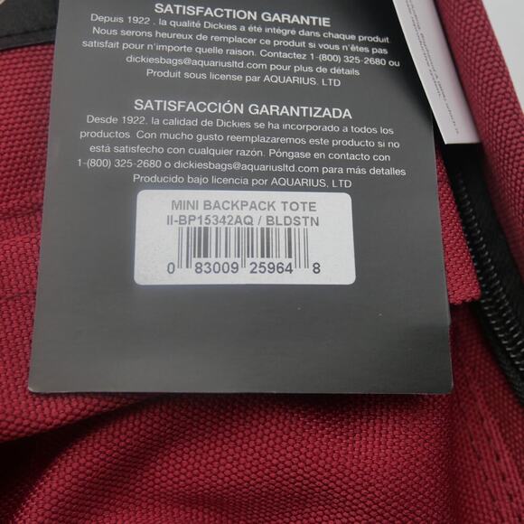 NEW Dickies Brooklyn Mini Backpack Travel Shoulder Book Bag Bloodstone Red - Picture 6 of 8